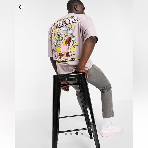 ASOS Design Oversized T-Shirt in Purple with Mushroom Back Print - Picture 3 of 9